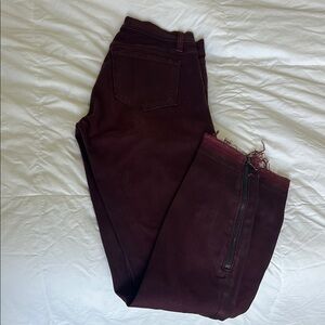 J Brand Burgundy Ankle Cropped Denim